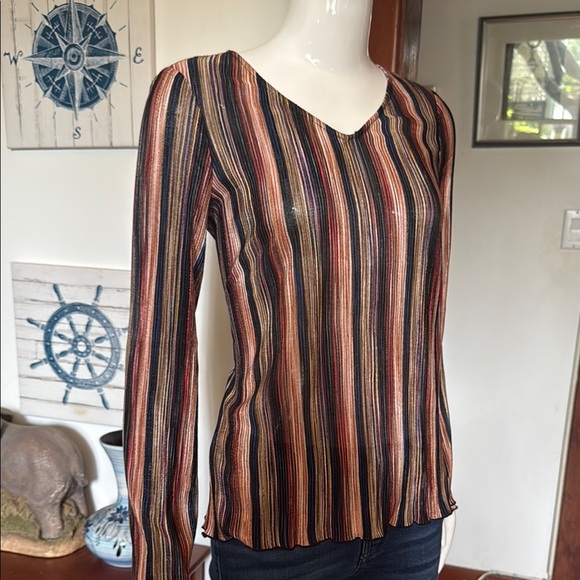 NWT jones Ny size small Striped Multicolor Women's sheer  Top - Picture 2 of 6